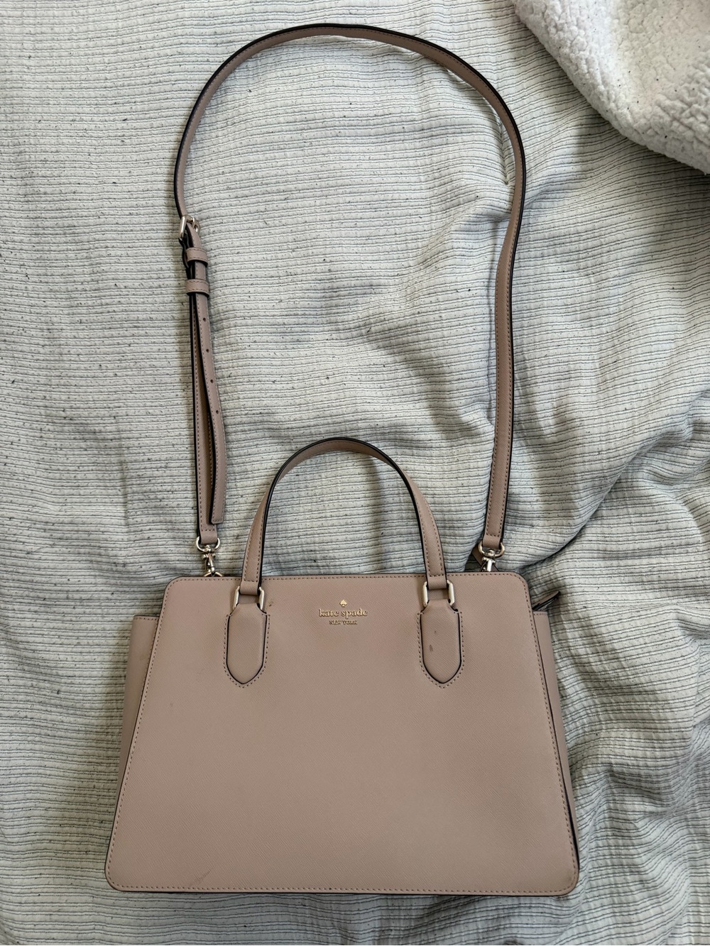 kate spade Mauve taupe Leather Satchel with Strap and Top Handles
